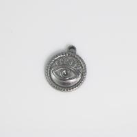 Evil Eye Pendler, 304 rustfrit stål, Flad Rund, poleret, du kan DIY, oprindelige farve, 15.50x18x2.80mm, Solgt af PC