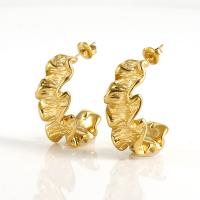 Pendientes de Acero Inoxidable, acero inoxidable 304, 18K chapado en oro, Joyería & para mujer, dorado, 30mm, Vendido por Par