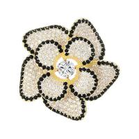 Cubic Zirconia Broche, metal, Flor, chapado en color dorado, micro arcilla de zirconia cúbica & para mujer, libre de níquel, plomo & cadmio, 38x38mm, Vendido por UD