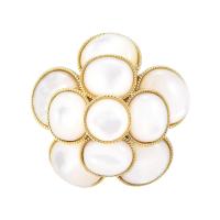 Shell Brooch Brass with Shell Flower gold color plated for woman nickel lead & cadmium free Sold By PC