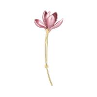 Glazuur broche, Messing, Lotus, gold plated, voor vrouw, nikkel, lood en cadmium vrij, 22x57mm, Verkocht door PC