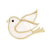 Shell Brooch Brass with Cubic Zirconia & Shell Pigeon plated for woman nickel lead & cadmium free Sold By PC