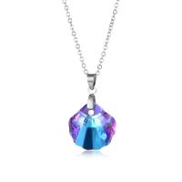 Collier en cristal, Acier inoxydable 304, avec cristal, avec 1.97inch chaînes de rallonge, coquille, poli, bijoux de mode & pour femme, plus de couleurs à choisir, Longueur Environ 17.72 pouce, Vendu par PC