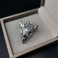 Zinc Alloy Skull Pendants antique silver color plated vintage & DIY nickel lead & cadmium free Sold By PC