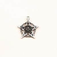 Zink Alloy Star Pendant, antik silver pläterad, Vintage & DIY & ihålig, nickel, bly och kadmium gratis, 39x42x5mm, Säljs av PC