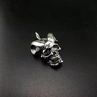 Sinc Alloy Skull Pendants, Blaosc, dath airgid antique plátáilte, seanré & DIY, nicil, luaidhe & caidmiam saor in aisce, 30x45x19mm, Díolta De réir PC