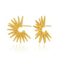 Brass Stud Earring 18K gold plated fashion jewelry & for woman golden nickel lead & cadmium free Sold By Pair