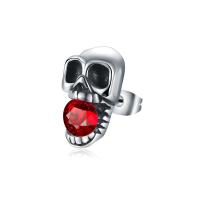 Titanium stål øreringe, Skull, poleret, Unisex & med rhinestone, 8x16mm, Solgt af PC