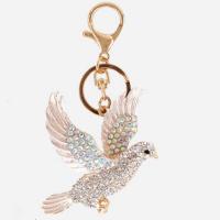 Key Chain, Zinc Alloy, Dove, forgyldt, med rhinestone, flere farver til valg, nikkel, bly & cadmium fri, 75x70mm, Solgt af PC