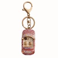 Key Chain, Zinc Alloy, Bil, guldfarve belagt, med rhinestone, flere farver til valg, nikkel, bly & cadmium fri, 30x55mm, Solgt af PC