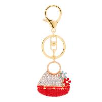 Key Chain, Zinc Alloy, Håndtaske, guldfarve belagt, med rhinestone, flere farver til valg, nikkel, bly & cadmium fri, 50x50mm, Solgt af PC