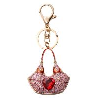 Key Chain, Zinc Alloy, Håndtaske, guldfarve belagt, med rhinestone, flere farver til valg, nikkel, bly & cadmium fri, 55x65mm, Solgt af PC