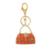 Bag Purse Charms Keyrings Keychains Zinc Alloy Handbag gold color plated with rhinestone nickel lead & cadmium free Sold By PC