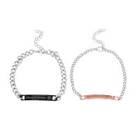 Zinklegering armbandkettingen, Zinc Alloy, plated, uniseks & met brief patroon & met strass, meer kleuren voor de keuze, nikkel, lood en cadmium vrij, Lengte Ca 25-27 cm, Verkocht door PC