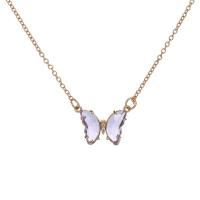 Collier en cristal, alliage de zinc, avec cristal, papillon, Placage de couleur d'or, bijoux de mode & pour femme & avec strass, plus de couleurs à choisir, Longueur Environ 50 cm, Vendu par PC