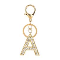 Key Chain, Zinc Alloy, Alfabet bogstav, forgyldt, Unisex & med rhinestone, flere farver til valg, nikkel, bly & cadmium fri, 40x103mm, Solgt af PC