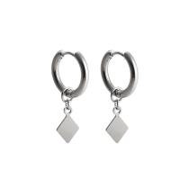 Titanium Steel  Earring Rhombus Unisex & hollow Sold By PC