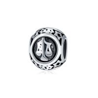 Zinc Alloy European Beads Chinese Zodiac plated DIY silver color 11mm Sold By PC