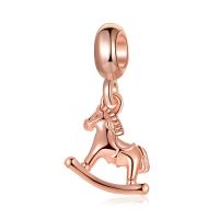 European stile Zinc Alloy pendenti, lega in zinco, cavallo a dondolo, placcato oro rosa, DIY, 10-30mm, Venduto da PC