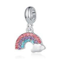 European stile Zinc Alloy pendenti, lega in zinco, Arcobaleno, placcato, DIY & con strass, multi-colore, 10-30mm, Venduto da PC