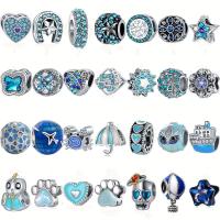 Zinc Alloy European perler, forgyldt, du kan DIY & forskellige stilarter for valg & emalje & med rhinestone, sølv, 10-15mm, Solgt af PC