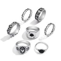 Zinklegering Ring Set, Zinc Alloy, gepolijst, 7 stuks & mode sieraden & voor vrouw & glazuur, twee verschillende gekleurde, Verkocht door Stel