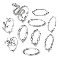 Zink legering Ring Sæt, Zinc Alloy, forgyldt, 10 stykker & mode smykker & for kvinde, flere farver til valg, Solgt af sæt