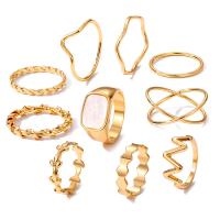 Zink-Legierungsring-Set, Zinklegierung, goldfarben plattiert, 10 Stück & Modeschmuck & für Frau & Emaille, goldfarben, verkauft von setzen