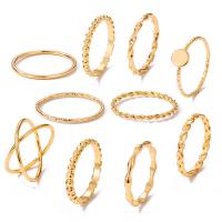 Zink-Legierungsring-Set, Zinklegierung, goldfarben plattiert, 10 Stück & Modeschmuck & für Frau, goldfarben, verkauft von setzen