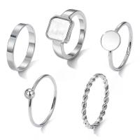 Zinklegering Ring Set, Zinc Alloy, silver plated, 5 stuks & mode sieraden & voor vrouw & epoxy sticker, zilver, Verkocht door Stel