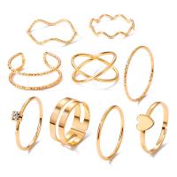 Zinc Alloy Ring Set gold color plated 9 pieces & fashion jewelry & for woman & with rhinestone golden Sold By Set