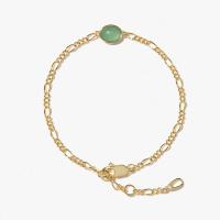 Titanium Steel Bracelet & Bangle with Green Aventurine & Brass with 5cm extender chain Vacuum Ion Plating for woman green Length Approx 15 cm Sold By PC