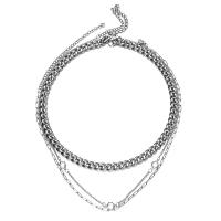 Muoti Multi Layer kaulakoru, 304 Stainless Steel, kanssa Kristalli, kolme kerrosta & muoti korut & naiselle, enemmän värejä valinta, Myymät Strand