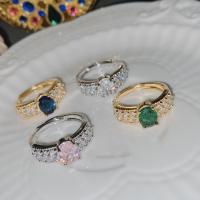 Bague en strass, laiton, Placage, pour femme & avec strass, plus de couleurs à choisir, Taille:6-8, Vendu par PC