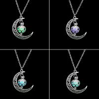 Luminated Necklace Zinc Alloy Moon plated for woman 4mm Length Approx 17.71 Inch Sold By PC