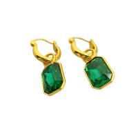 Boucles d'oreilles cristal, laiton, avec cristal, Plaqué d'or 18K, pour femme, plus de couleurs à choisir, 16.50x37.50mm, Vendu par paire