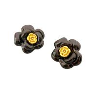 Pendientes de Perno en Latón, metal, Flor, chapado en oro de 18 K, para mujer & esmalte, más colores para la opción, 25mm, Vendido por Par