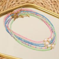 Glass Seed Beads Ketting, Seedbead, met Plastic Pearl & 304 roestvrij staal, met 1.97inch extender keten, handgemaakt, mode sieraden & voor vrouw, meer kleuren voor de keuze, Lengte Ca 15.75 inch, Verkocht door PC