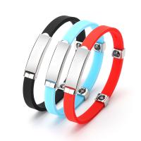 Pulseiras de silicone, Partículas de aço, with silicone, Ajustável & unissex, Mais cores pare escolha, 10mm, comprimento Aprox 8.46 inchaltura, vendido por PC