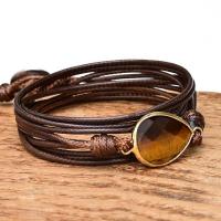 Ombryd armbånd, Tiger Eye, med Voks, Vintage & mode smykker & flerlags & Unisex, brun, Længde Ca. 31.5 inch, Solgt af PC