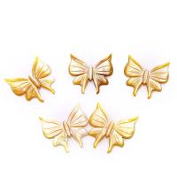 Naturlige gule Shell Perler, Gul Shell, Butterfly, Carved, du kan DIY & ingen hul, gul, 30x30mm, Solgt af PC