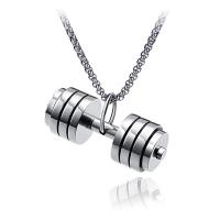 Titanium Steel kaulakoru, Barbell, kiiltävä, Unisex, hopea, 36x13.50mm, Pituus 60 cm, Myymät PC