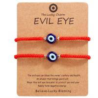 Evil Eye Jóias Pulseira, Corda de poliéster, with vidrilho, Mau-olhado, feito à mão, 2 peças & unissex & ajustável, Mais cores pare escolha, comprimento 6-12 inchaltura, vendido por Defina