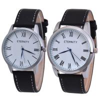 Reloj de Pulsera para Hombre, Cuero de PU, con Vidrio & acero inoxidable 304 & aleación de zinc, sin impermeables & diferentes estilos para la opción & para la pareja, Negro, Vendido por UD