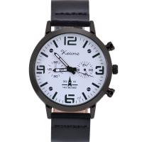 Reloj de Pulsera para Hombre, Cuero de PU, con Vidrio & acero inoxidable 304 & aleación de zinc, pistola de color negro chapado, sin impermeables, más colores para la opción, 260x43x11mm, Vendido por UD