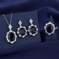 Strass-Schmuck-Sets, Messing, Geometrisches Muster, platiniert, für Frau & mit Strass, keine, verkauft von PC