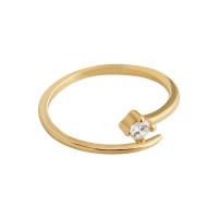 Sterling zilver ringen, 925 Sterling Zilver, Geometrisch Patroon, gold plated, Koreaanse stijl & verstelbaar & voor vrouw & met strass, Maat:3-5.5, Verkocht door PC