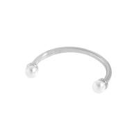 Micro zirconi spianare anelli argento, 925 argento sterlina, with perla in plastica, placcato platino, Stile coreano & regolabile & per la donna, Misura:4-6, Venduto da PC