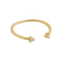 Cubic Zirconia micr3ofono pavimenta anillos de plata esterlina, plata de ley 925, Plating champagne gold, Estilo coreano & ajustable & micro arcilla de zirconia cúbica & para mujer, tamaño:2.5-4.5, Vendido por UD