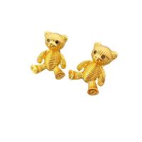 Prás Graí Earring, Bear, 18K óir plated, do bhean & le rhinestone, 18.60x22.70mm, Díolta De réir Péire